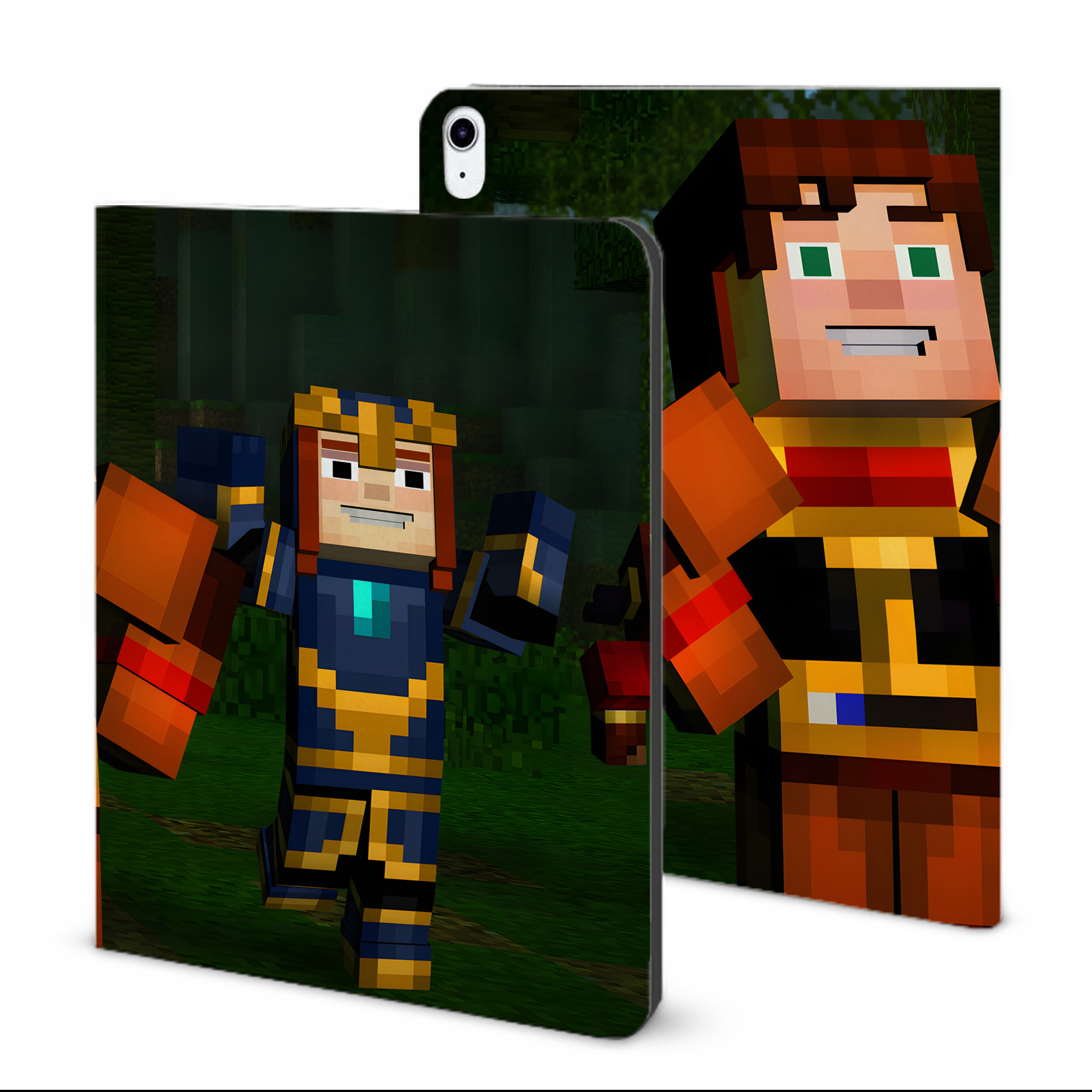 （画像用） マインクラフト ブロックの世界 Minecraft MC Block world IPad ケース ブック型 PUレザー TPU 耐衝撃 軽量 薄型 ペン収納なし 全面保護 IPad 各モデル対応